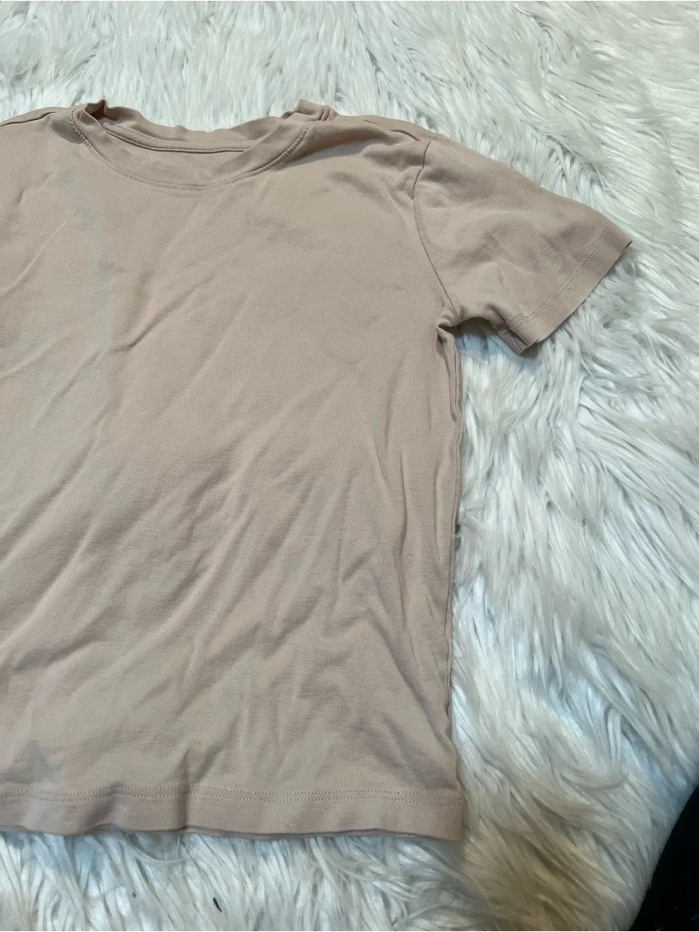 Zara Short Sleeve Crewneck T-Shirt Beige Tan Cotton